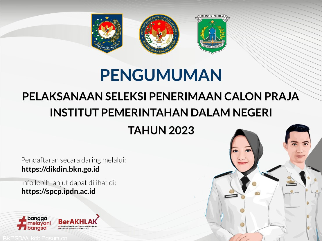 PENGUMUMAN SELEKSI PENERIMAAN CALON PRAJA INSTITUT PEMERINTAHAN DALAM NEGERI TAHUN 2023