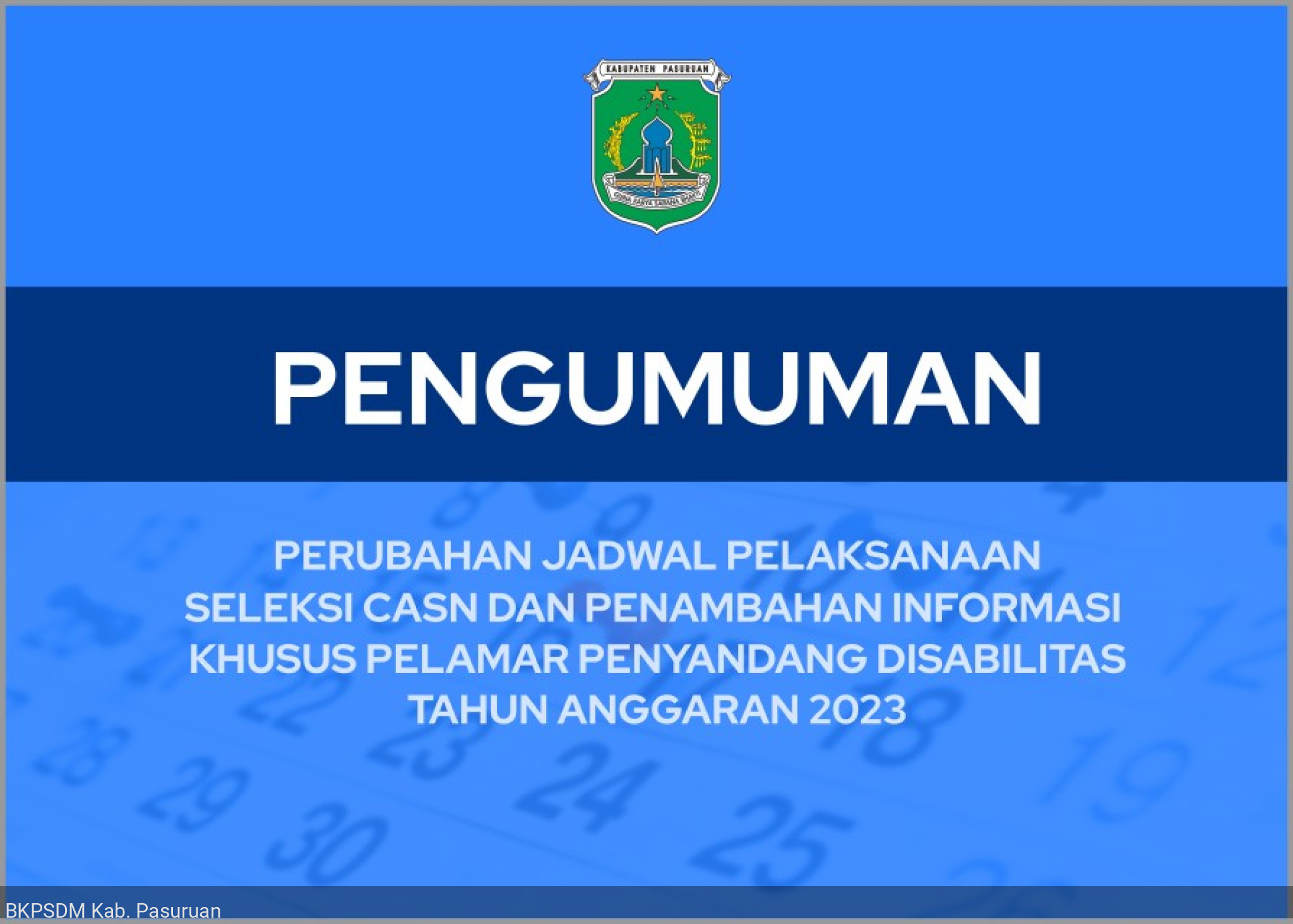 PERUBAHAN JADWAL PELAKSANAAN SELEKSI CASN DAN PENAMBAHAN INFORMASI KHUSUS PELAMAR DISABILITAS TA 2023