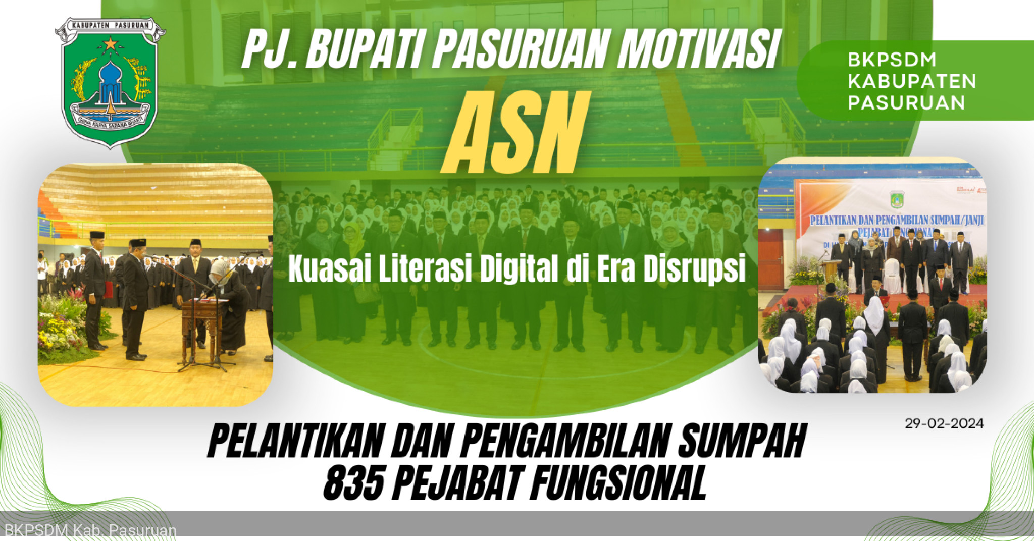 Lantik 835 Pejabat Fungsional, Pj. Bupati Pasuruan Motivasi ASN Kuasai Literasi Digital di Era Disrupsi